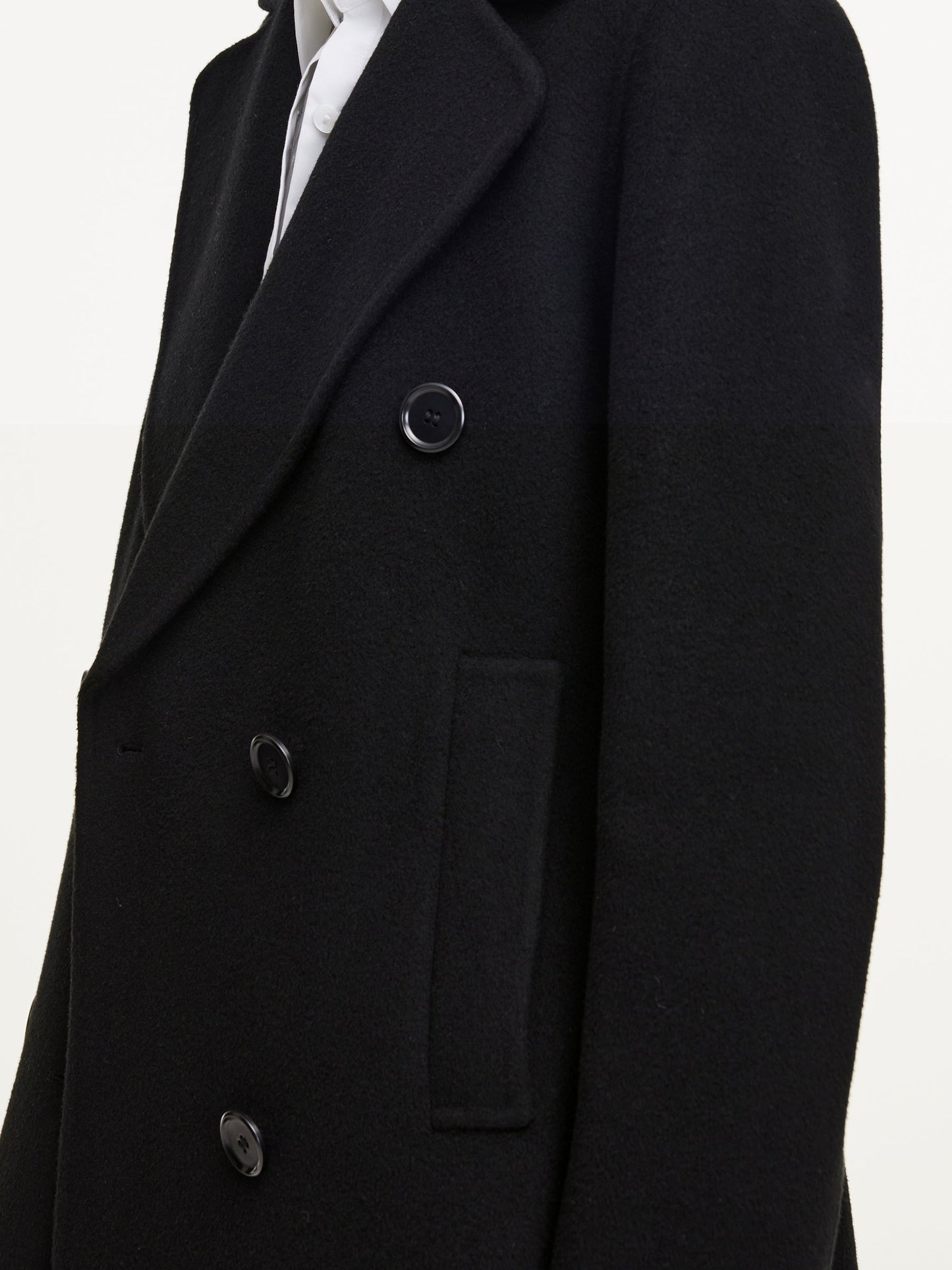 Cashmere Wool Blend Notched Collar Double-Faced Women Overcoat