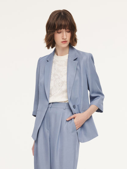 Acetate Tencel Linen Blend Women Blazer