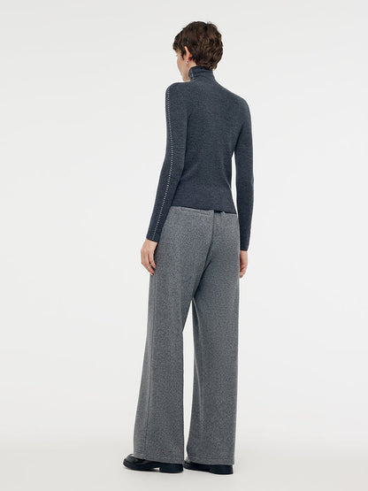 Machine Washable Wool Turtleneck Women Knit Top
