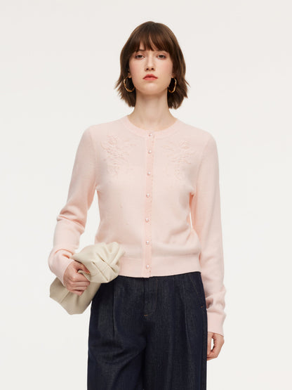 100% Wool Embroidered Women Cardigan