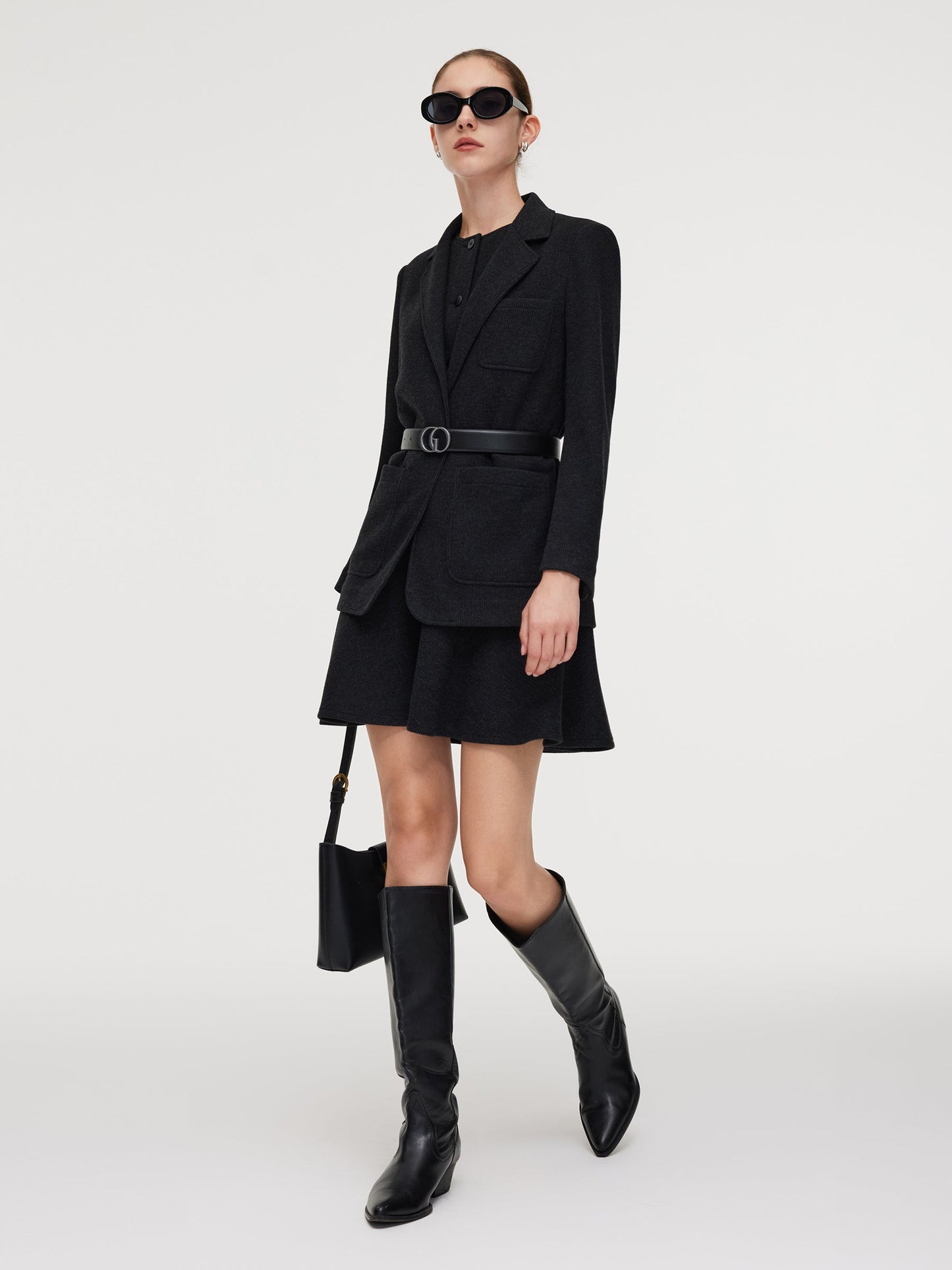 Knit Blazer And Sleeveless Mini Dress Two-Piece Set