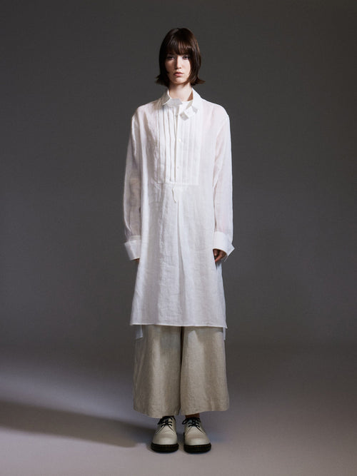 100% Ramie Loose Fit H-Line Unisex Long Shirt