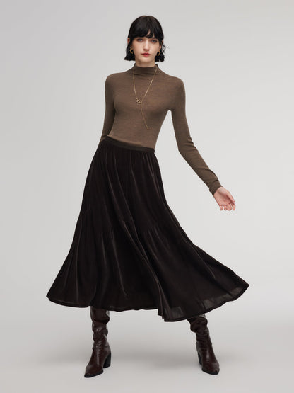 Velvet A-Line Elastic Waist Women Skirt