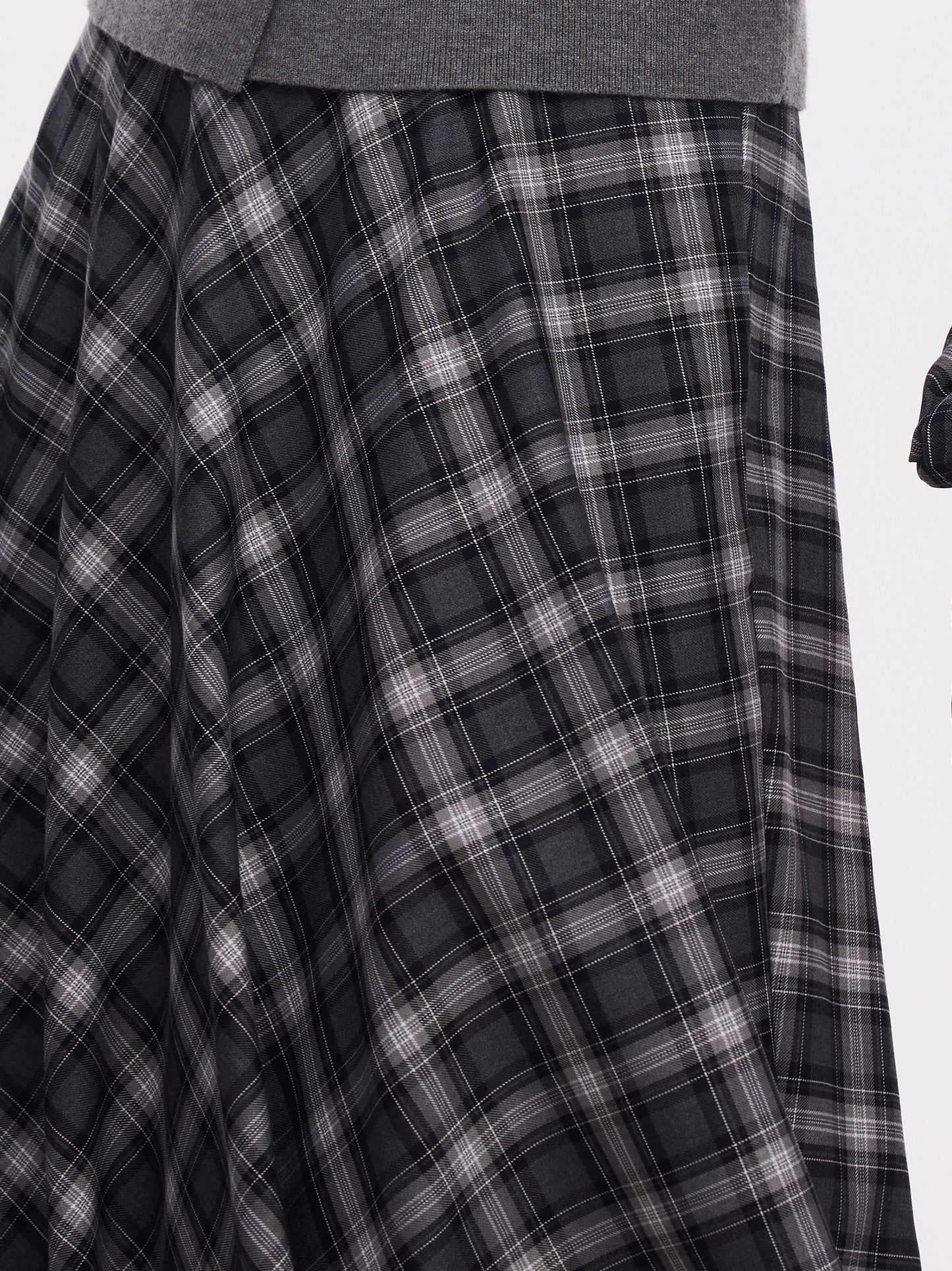 Plaid Women A-Line Skirt With Scrunchie