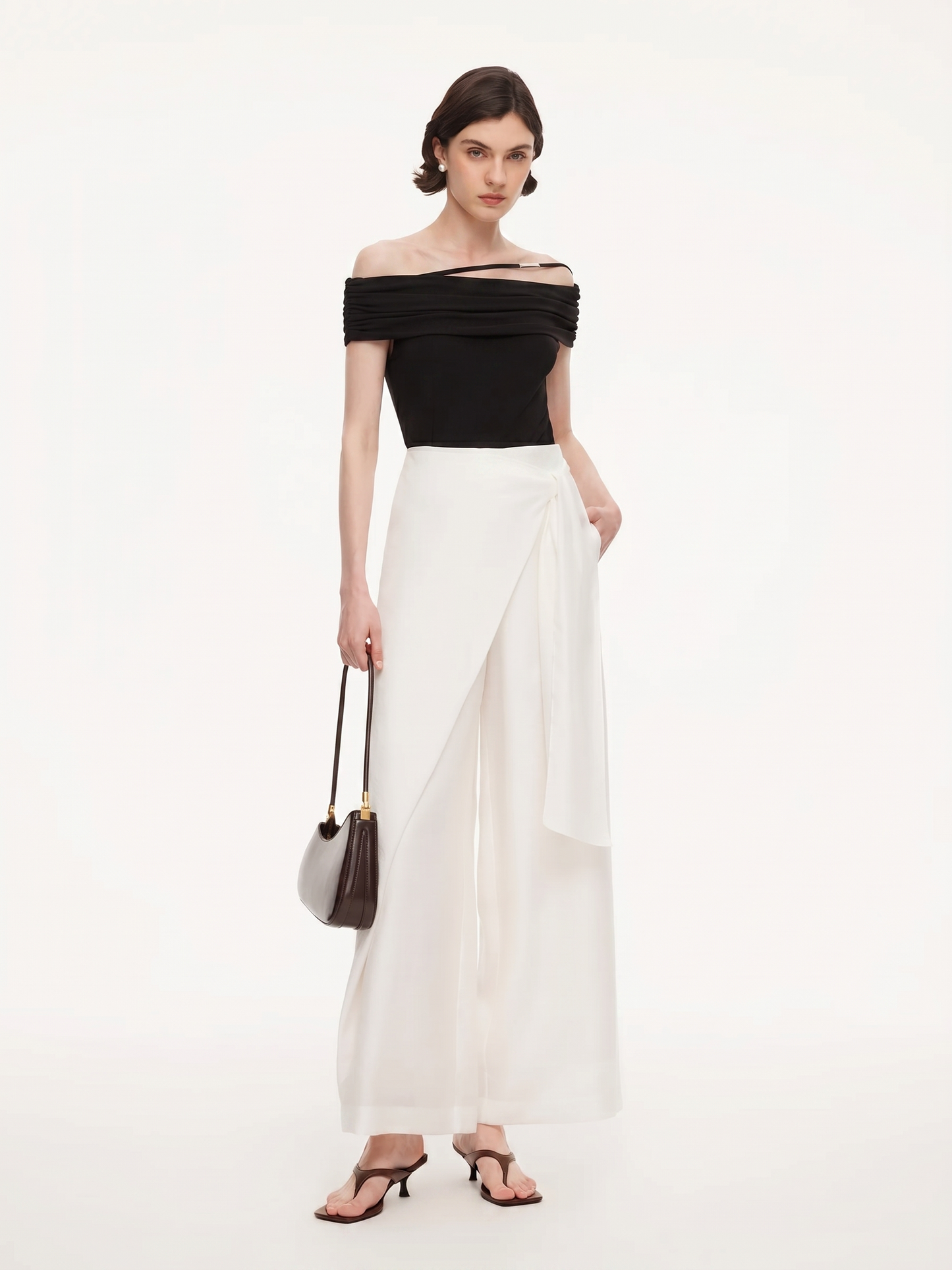 Lyocell Acetate Linen Blend Tie Front Women Pants