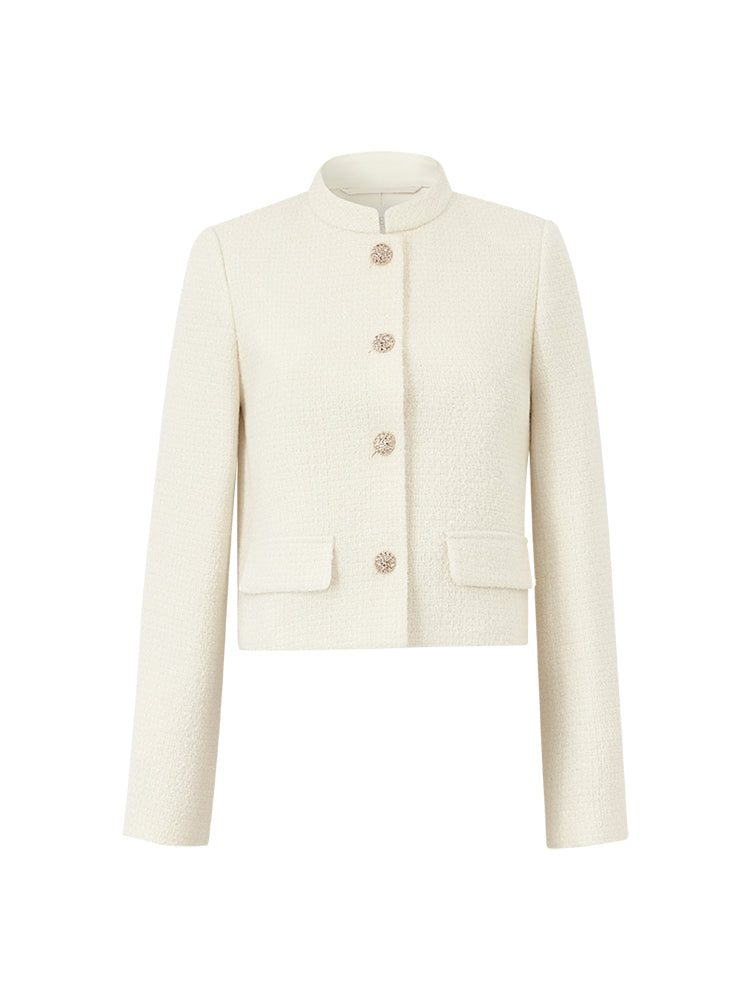 Goelia Women's Wool Blend Stand Collar Single-Breasted Women Jacket For Work And Daily