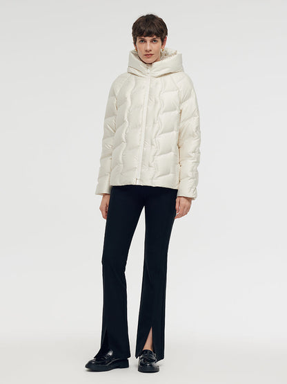 Zip-Up Hooded Goose Down Jacket