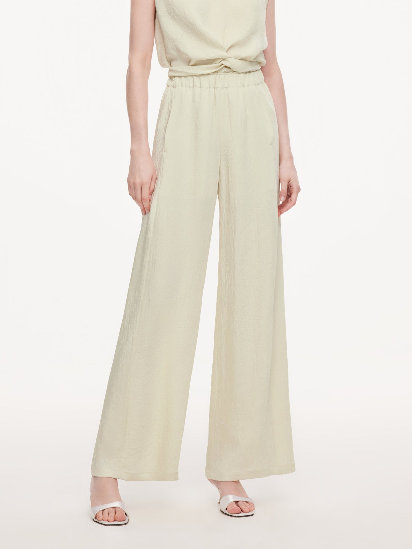 100% Acetate Straight Leg Women Pants