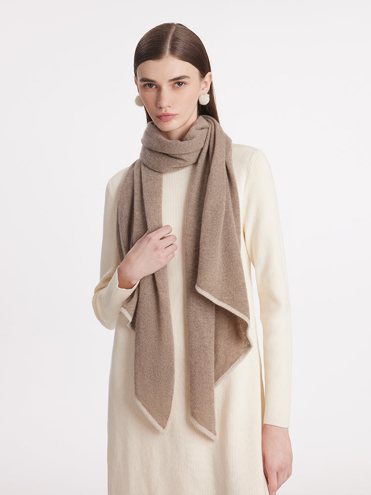 Contrast Trim Asymmectrical Cashmere Scarf