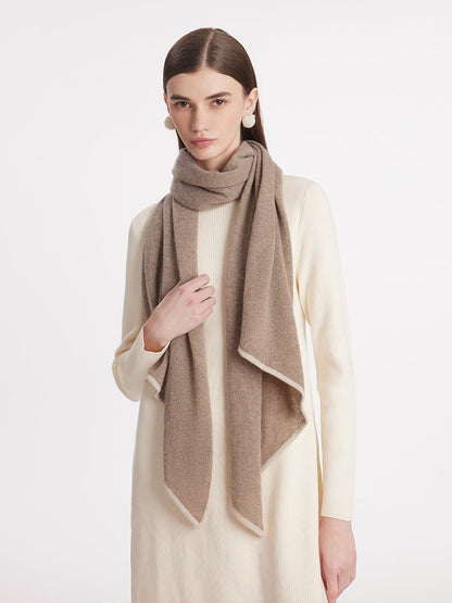 Contrast Trim Asymmectrical Cashmere Scarf