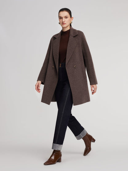 Wool Camel Hair Blend Double-Faced Women Coat