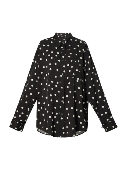 22MM Mulberry Silk Polka Dots H-Line Unisex Shirt
