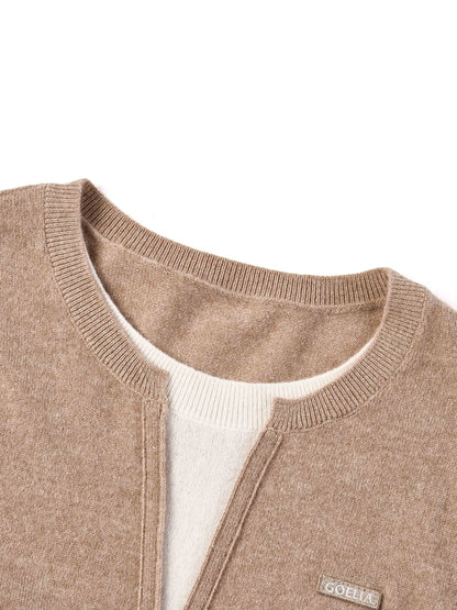 [Preview] 100% Wool Color Block Women Knit Top