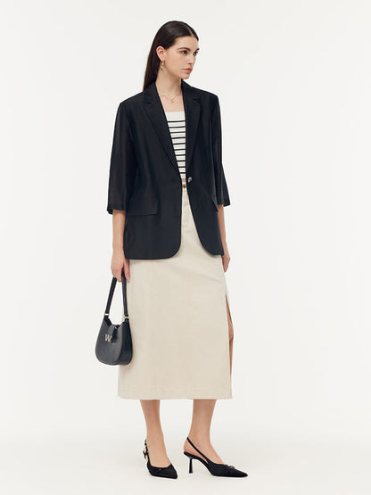 Tencel One Button Women Blazer