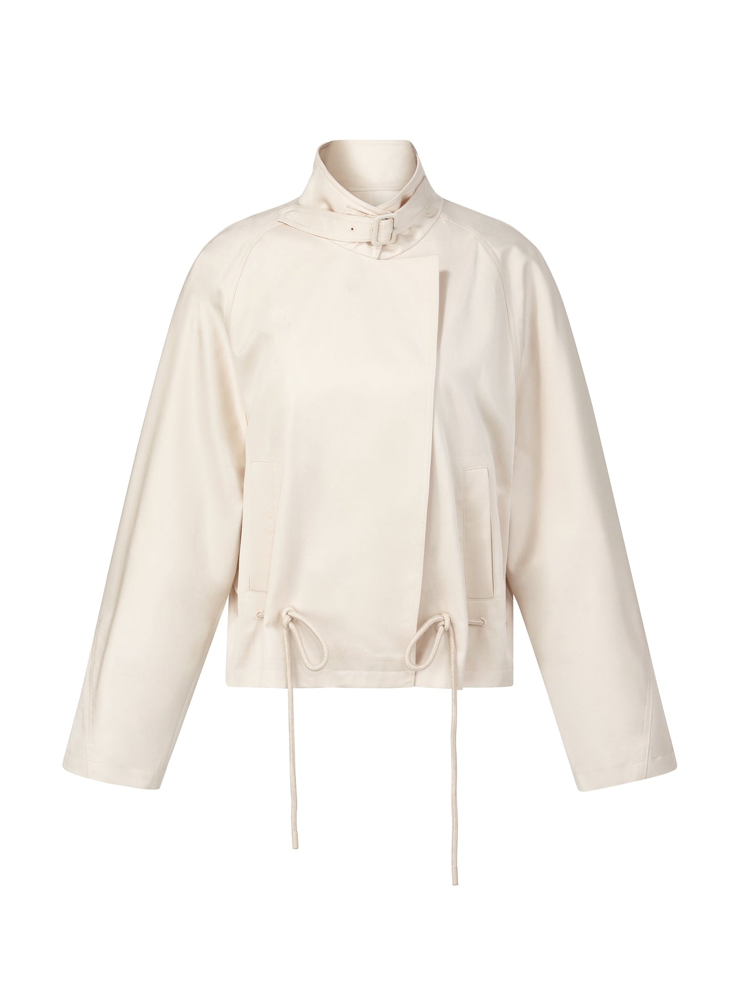Tencel Blend Drawstring Hem Women Short Trench Coat