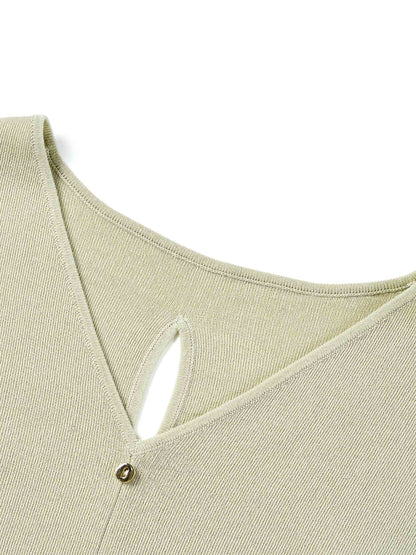 Tencel Blend Side Twist Women Cap Sleeve Knit Top
