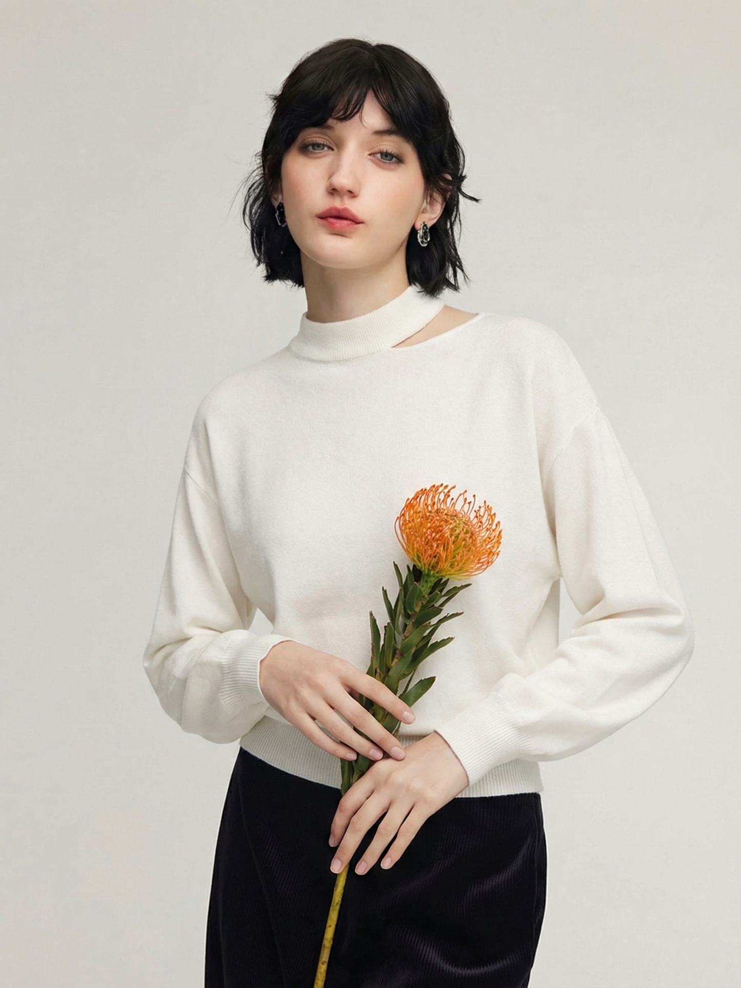 100% Wool Cut Out Women Sweater