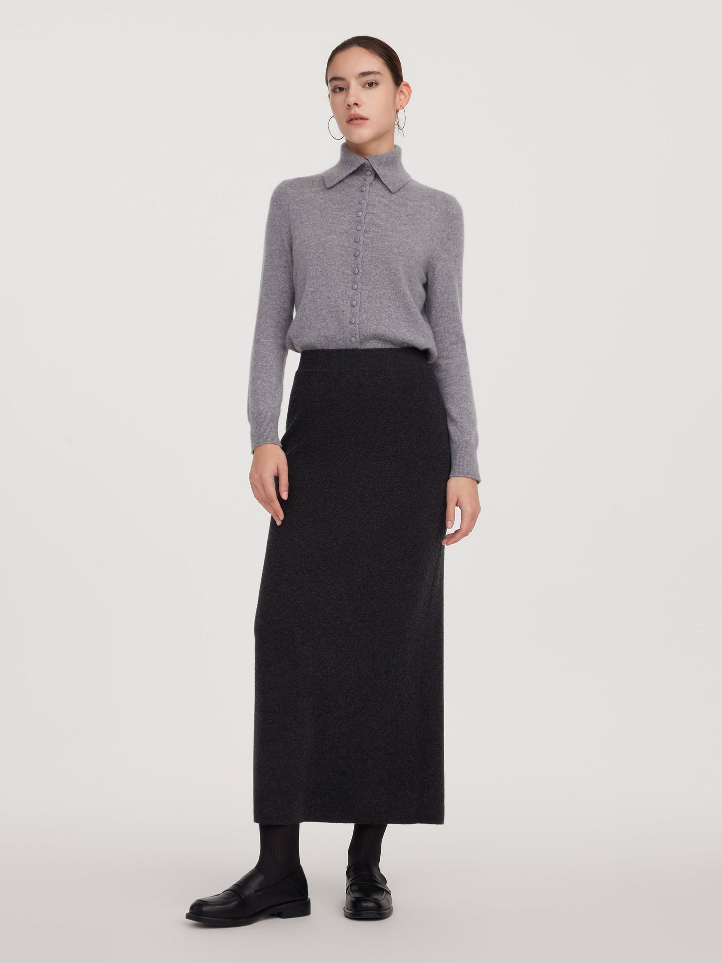 Wool Blend Back Slit Women Knit Skirt