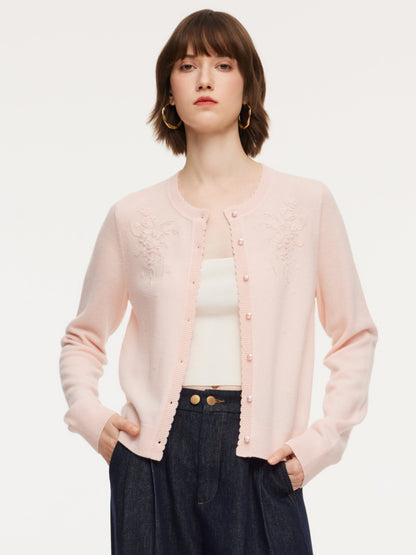 100% Wool Embroidered Women Cardigan
