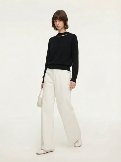 100% Wool Cut Out Women Sweater