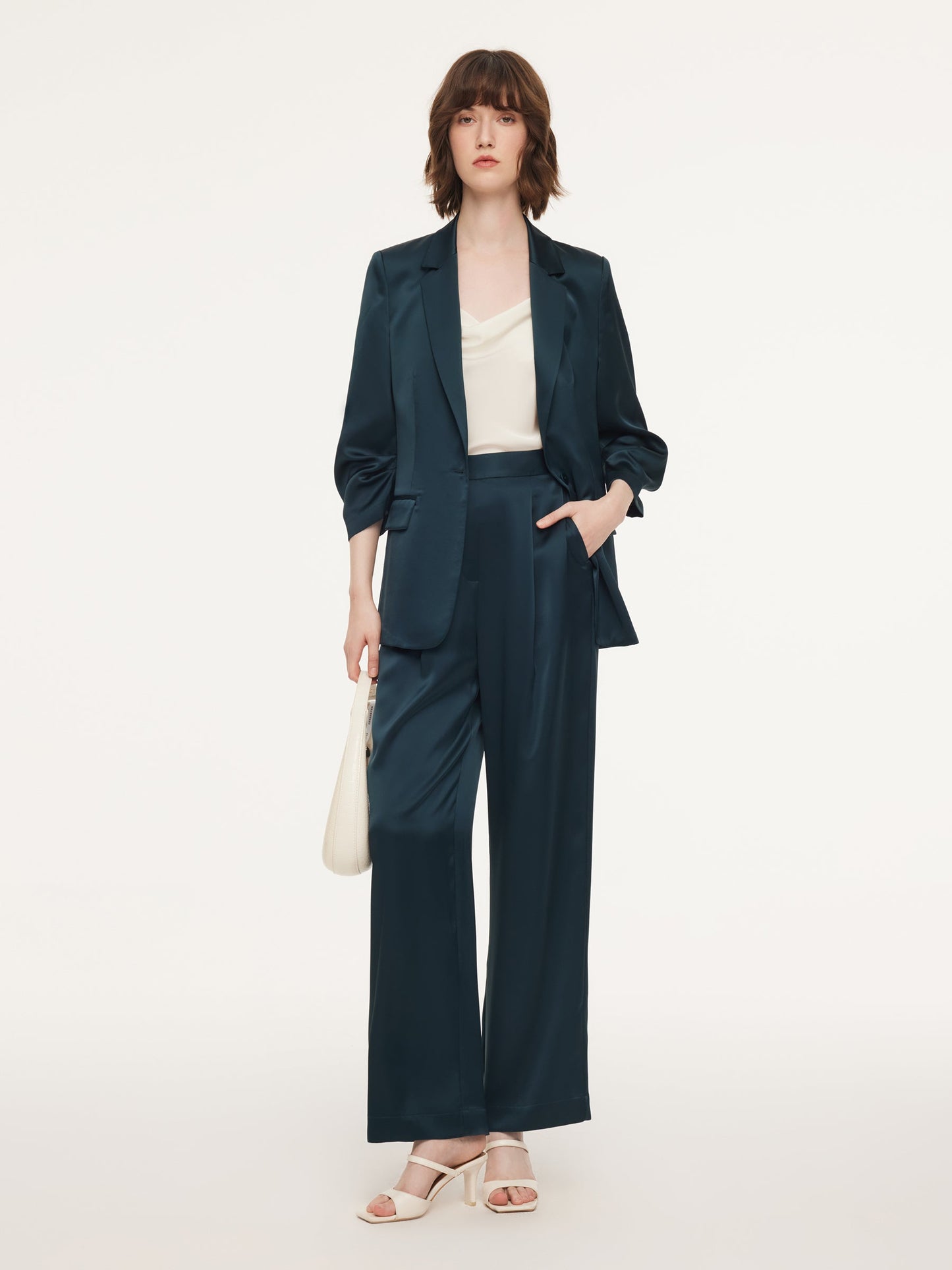Triacetate Blend Women Straight Leg Pants