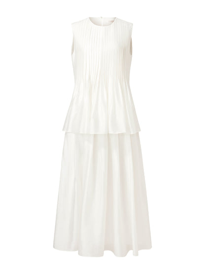 Tencel Blend Pleated Tank Top And Skirt Two-Piece Set