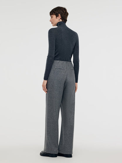 Wool Blend Straight Women Pants