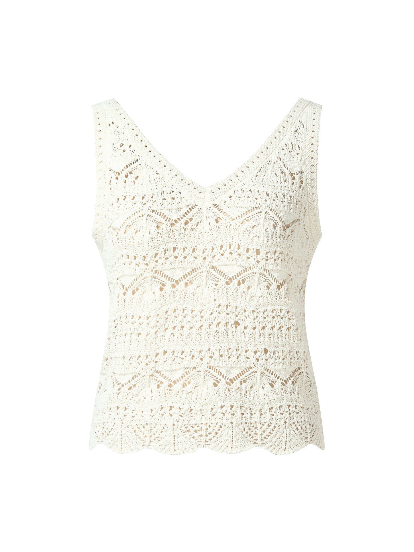 Linen Cotton Blend Women Openwork Tank Top