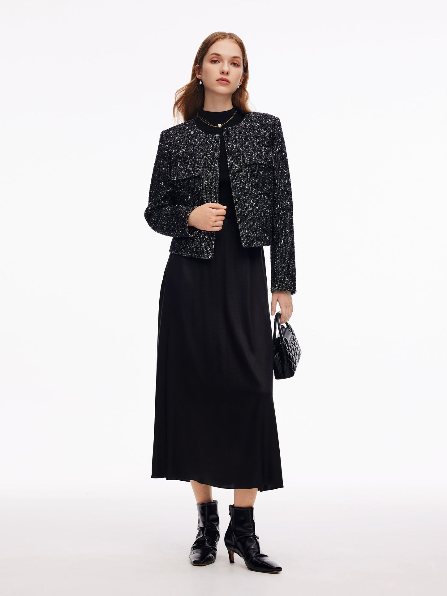 Wool Blend Round Neck Women Jacket