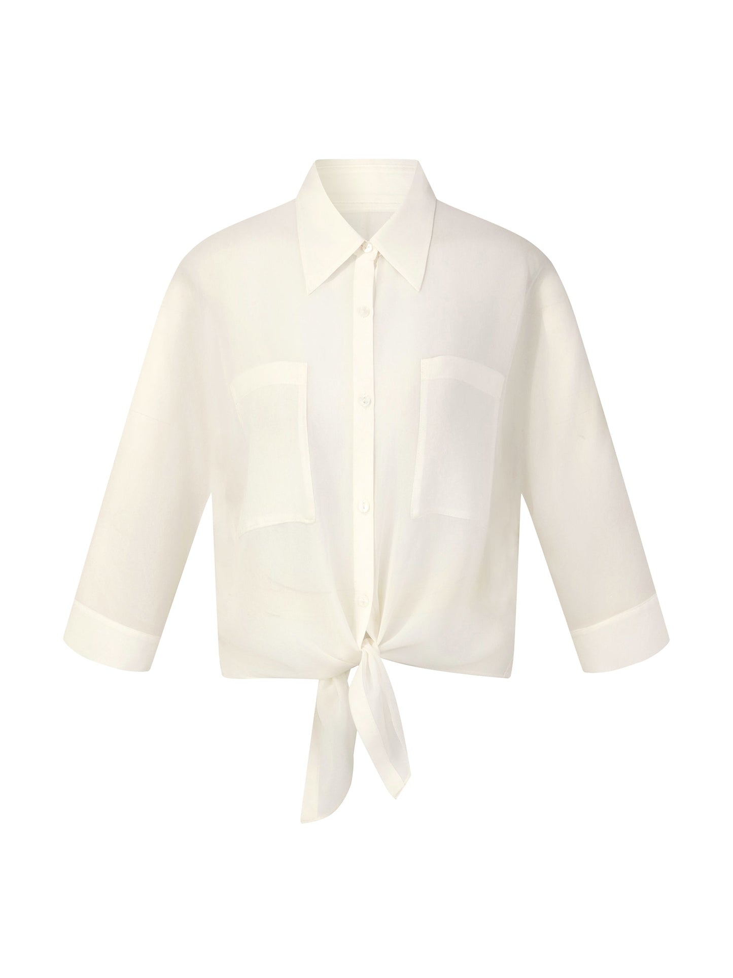 10MM Mulberry Silk Tie Front Women Sheer Shirt