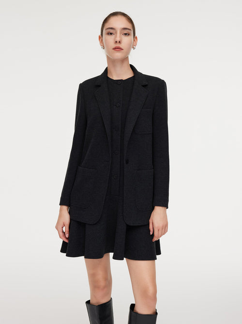 Knit Blazer And Sleeveless Mini Dress Two-Piece Set