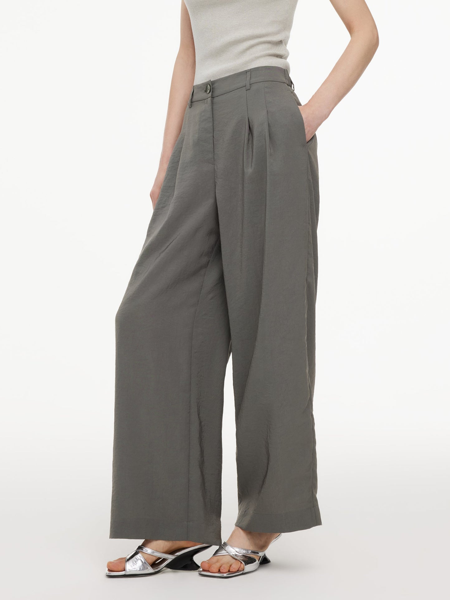 Triacetate Blend Women Straight Leg Pants