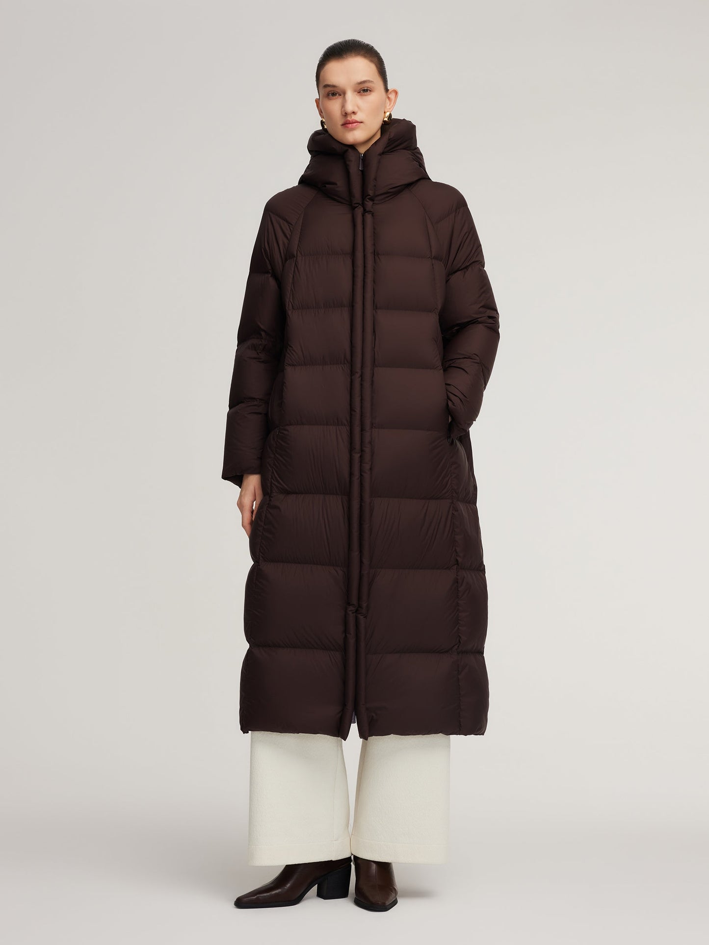 Cocoon Hooded Long Goose Down Puffer Coat