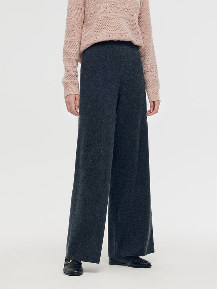 Machine Washable Wool Wide Leg Women Pants