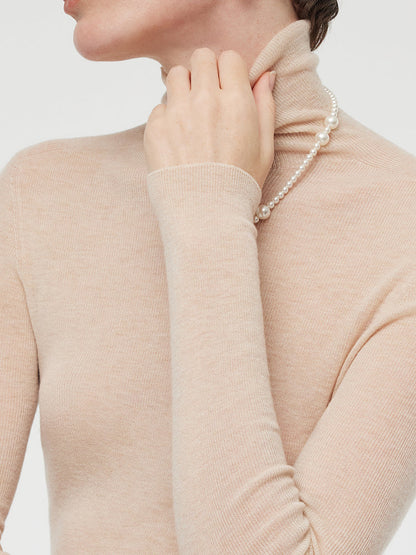 100% Wool Turtleneck Women Knit Top