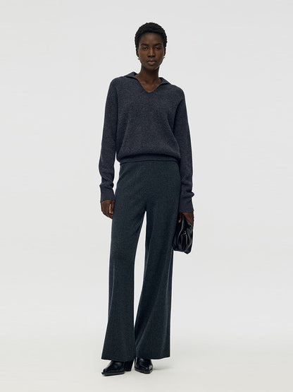 Machine Washable Wool Wide Leg Women Pants