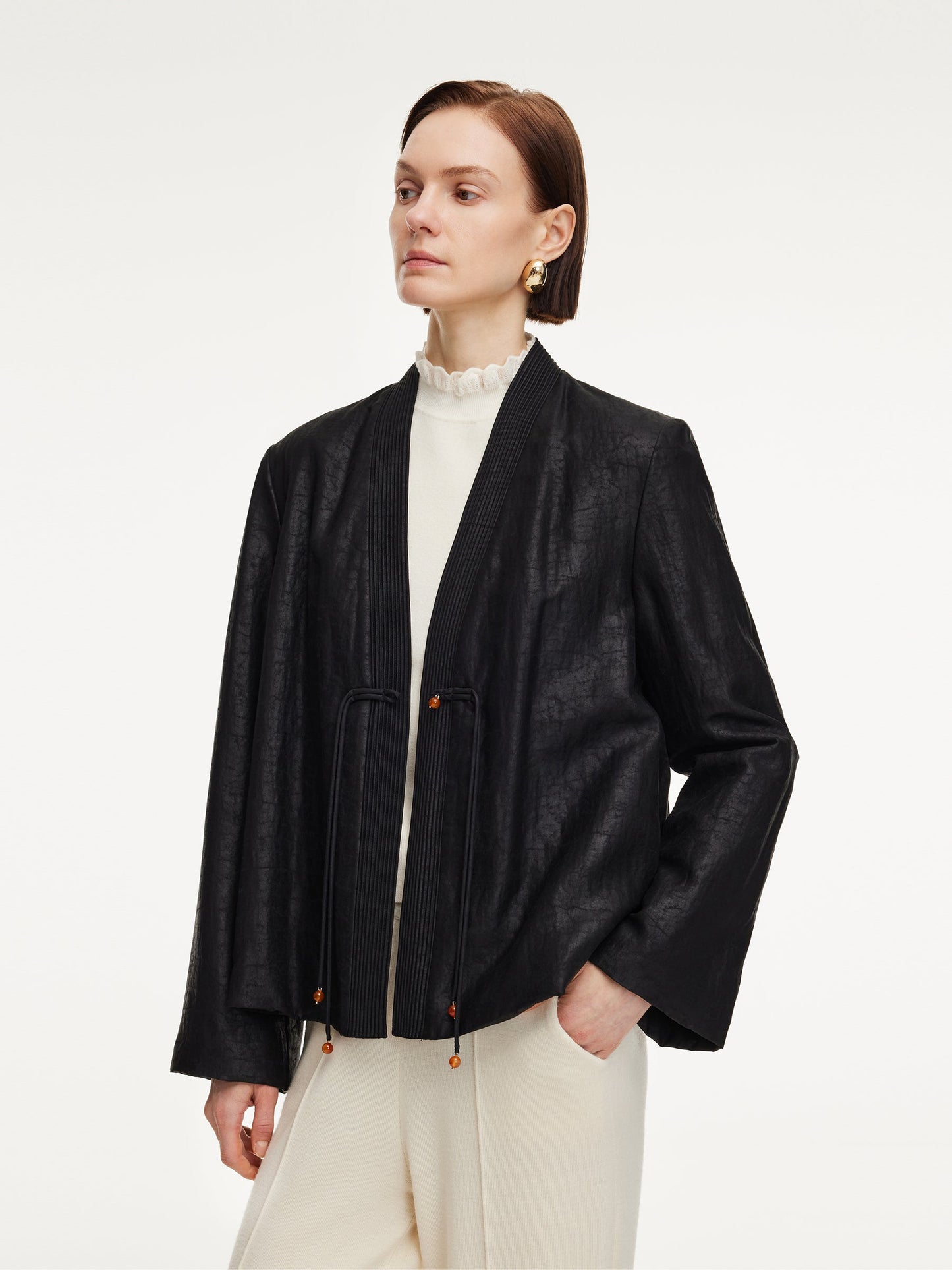 18MM Gambiered Canton Gauze Women Quilted Jacket