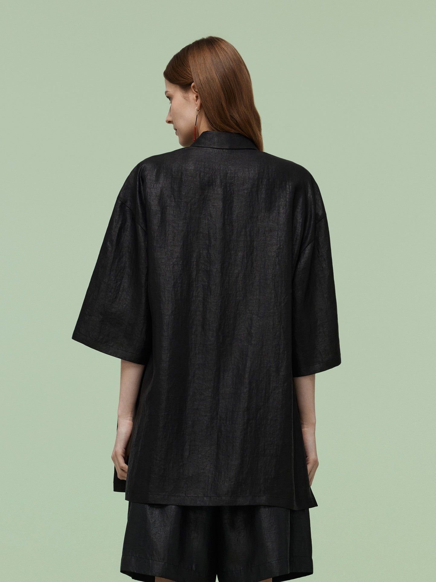 16MM Xiang Yun Silk Unisex 3/4 Sleeves Oversized Shirt