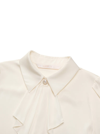 22MM Mulberry Silk Women Shirt With Detachable Ruffle Detail