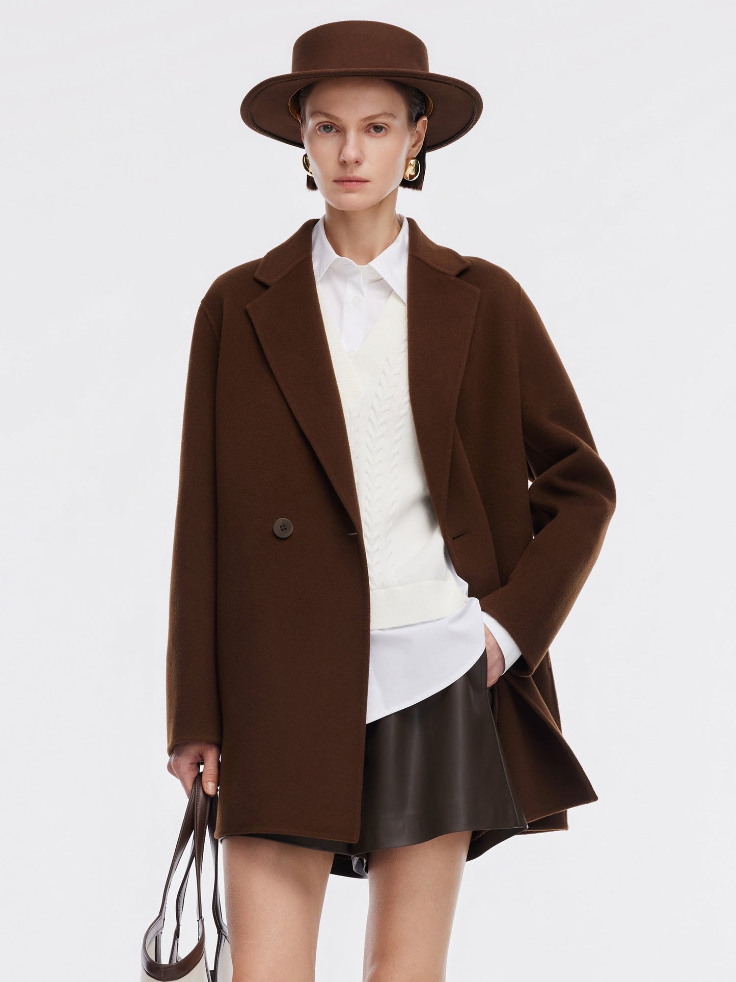 Cashmere Wool Blend Double-Faced Women Coat