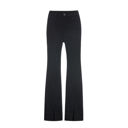 Black Split Hem Flare Jeans