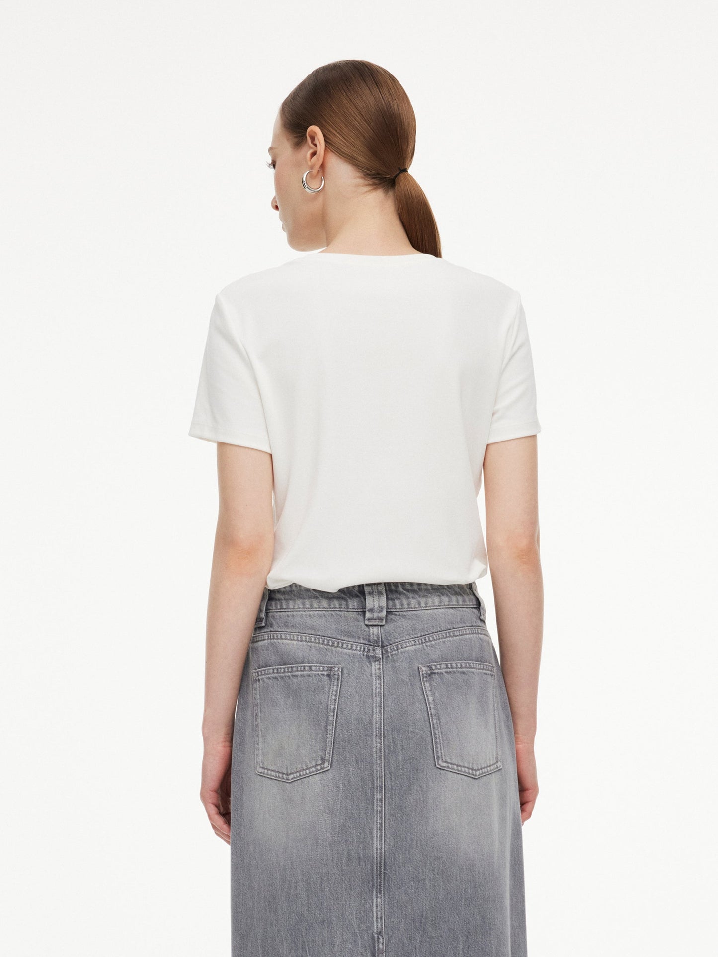 Bowknot Print Gathered Waist Women T-Shirt