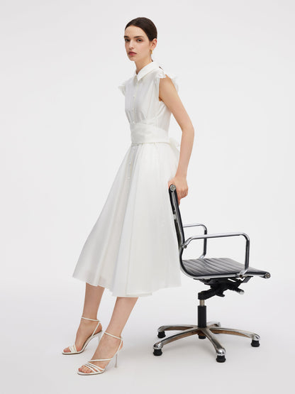 Tencel Blend Ruffle Cap Sleeve Women Maxi Dress