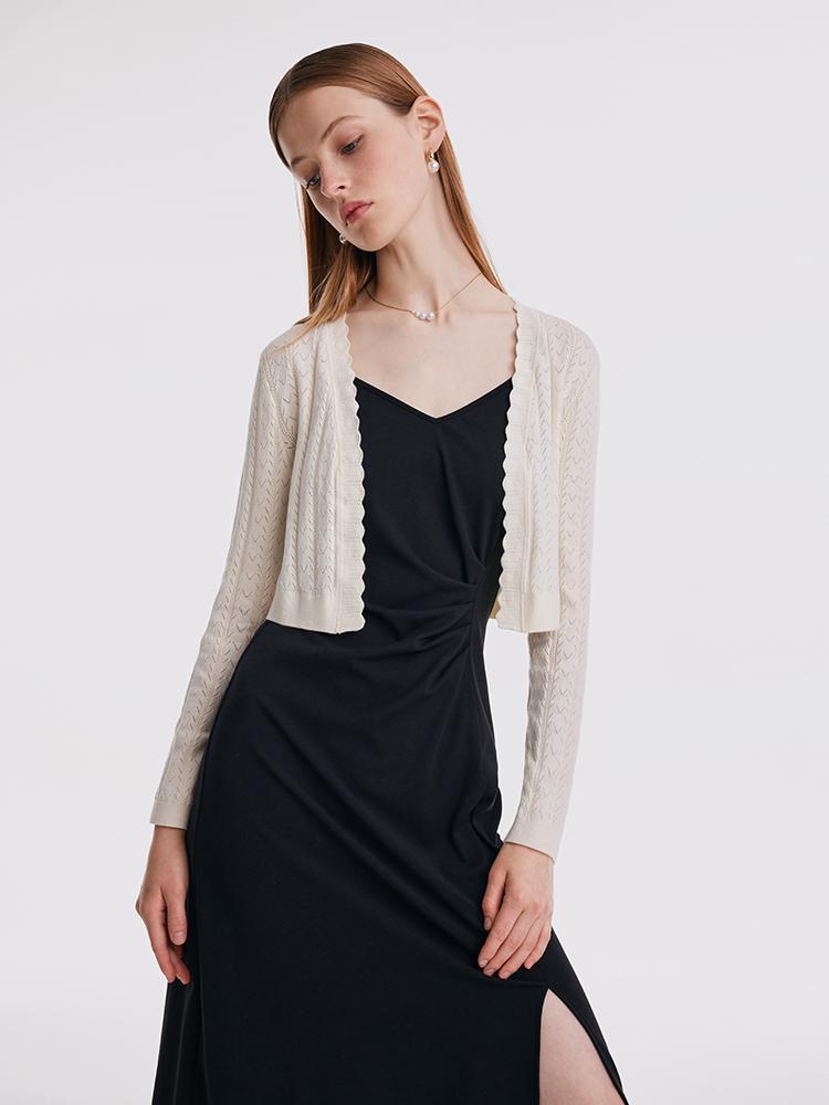 Cardigan And Slip Midi Work Dress Two-Piece Set