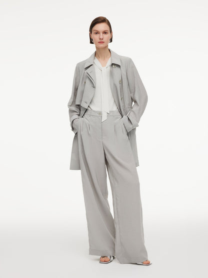 [Preview] Triacetate Blend Drawstring Waist Women Trench Coat