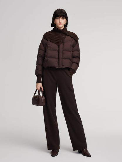 Cocoon Knitted Convertible Collar Goose Down Jacket