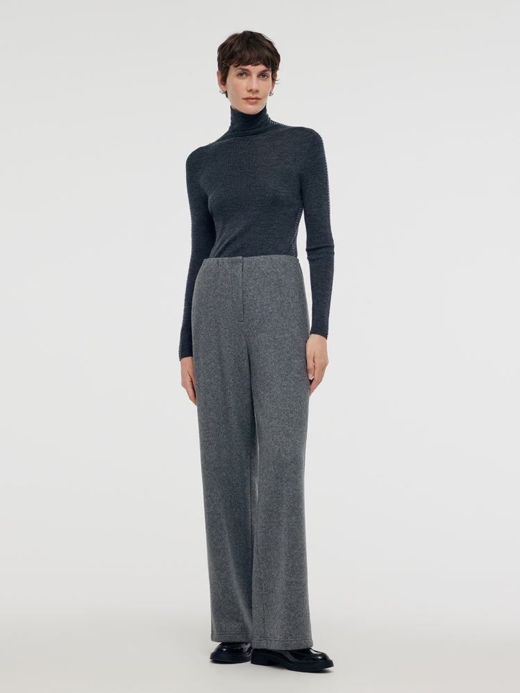 Wool Blend Straight Women Pants