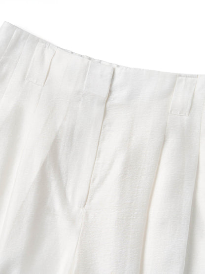 Tencel Acetate Linen Blend Women Straight Leg Pants