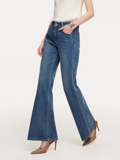 Lyocell Blend Four-Way Stretch Women Flared Jeans