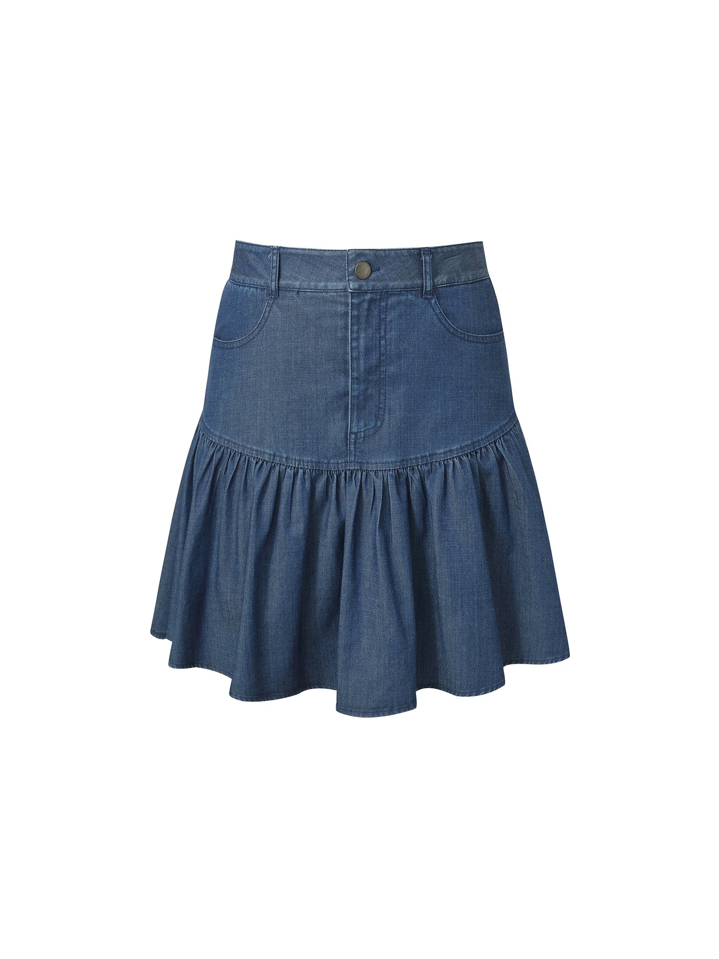 Denim Stretch Women Ruffle Mini Skirt